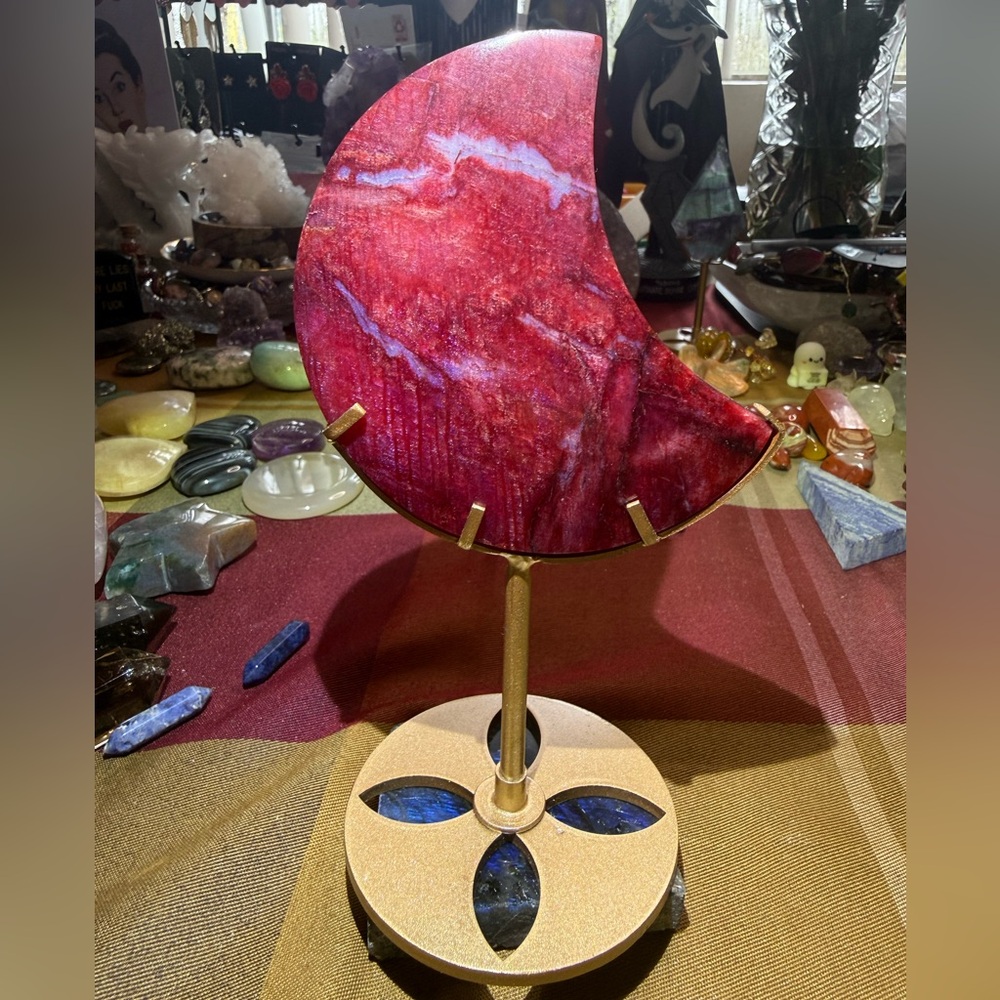 Red Moonstone Moon w/stand - Picture 3 of 5